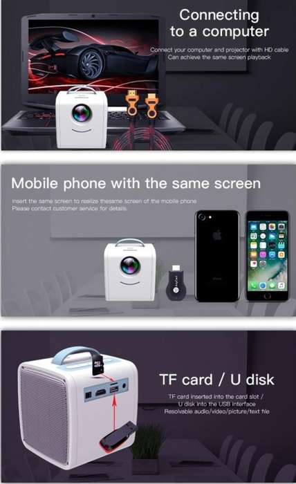 Q2 Portable Projector - HDMI - USB -  AV Port - LED - HD 1080P