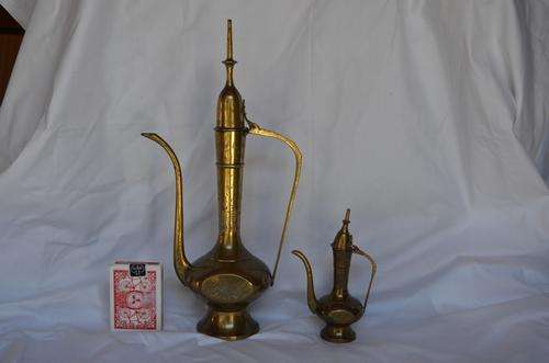 BIG AND SMALL BRASS TEA POTS