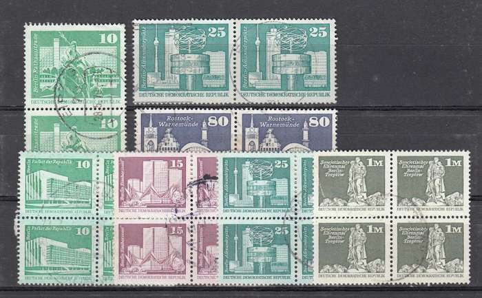 GERMANY-EAST DIFFICULT LOT OF BLOCKS AND PAIRS FINE USED