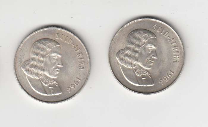 TWO LOVELY R1 SILVER COINS 1966 + 1966