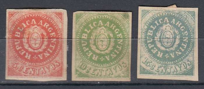 ARGENTINA-SCARCE EARLY ISSUE-5c HAS GUM-OTHERS NO GUM-SOLD AS IS !!