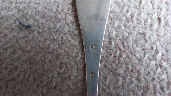 LARGE SILVER SPOON WITH HALLMARKS AS BELOW -SEE DETAILS