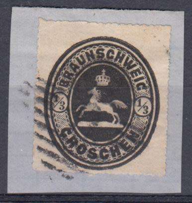 GERMAN STATES BRAUNSCHWEIG 1865 RARE ITEM ON PIECE !!!   SG28     610 POUNDS PLUS PLUS
