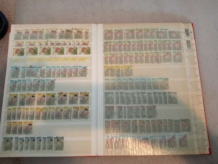STOCK BOOK-RSA  FULL OF USED BLOCKS, SINGLES.DUES AND OTHERS-FINDS NO DOUBT !! NOT NEARLY ALL SHOWN
