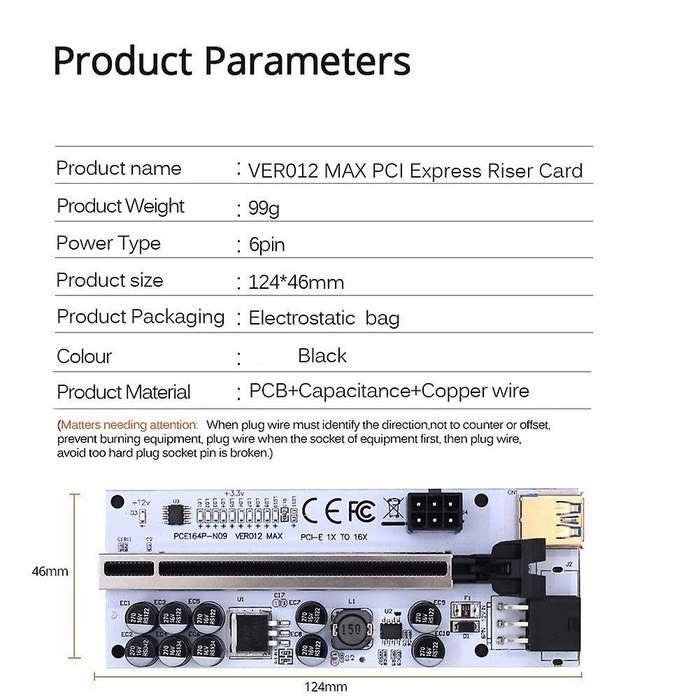 Ver012 Max Pci-e X1 to X16 Extender Riser for Video Card