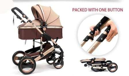 Baby Pram Stroller - 2 Positions Foldable Baby Pram -