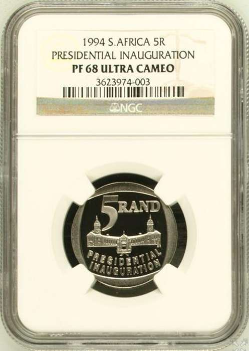 1994 PF68 Ultra Cameo Presidential Inauguration R5 Coin - BUILDING IN FRONT - THE FIRST EVER !