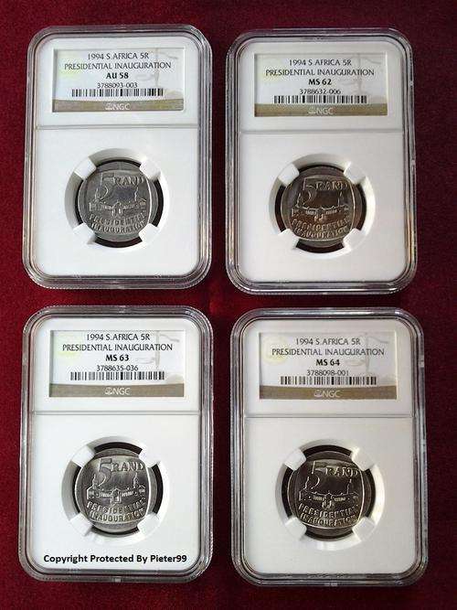 COMBO 1994 Presidential Inauguration R5 - AU58,MS62,63 and MS64 NGC Graded - BUILDINGS IN FRONT !