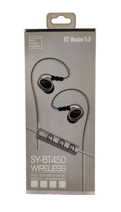 Bluetooth 5.0 Wireless Headphones - BT450 - Grey
