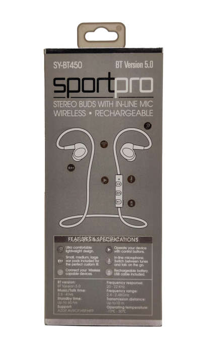 Bluetooth 5.0 Wireless Headphones - BT450 - Grey