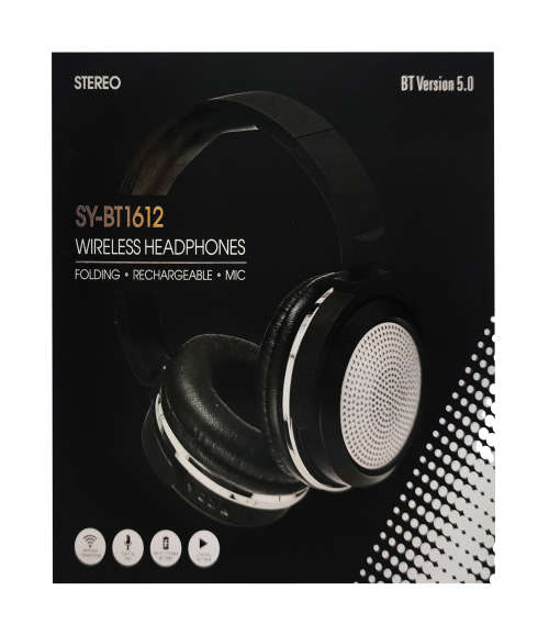 Bluetooth 5.0 Wireless Headphones - BT1612 - Silver