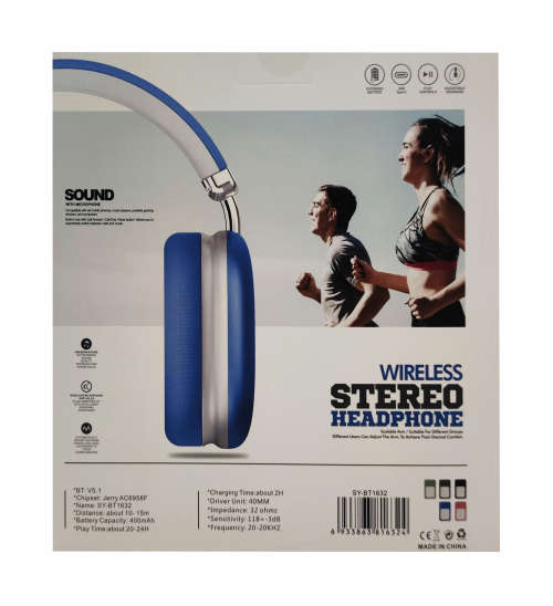 Bluetooth 5.1 Wireless Headphones - BT1632 - Blue