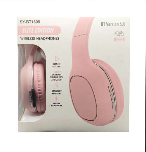 Bluetooth 5.0 Wireless Headphones - BT1608 - Pink