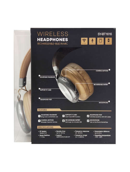 Bluetooth 5.0 Wireless Headphones - BT1616 - Apricot