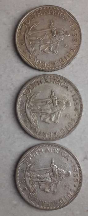 SA Union: 1953, 1954 and 1955 1 Shilling 1s)