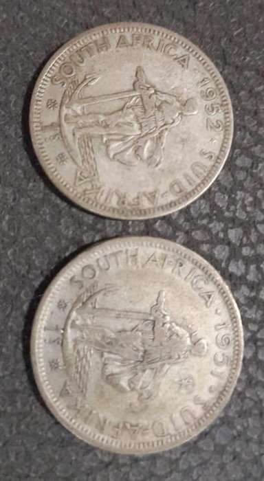 S A UNION 1 SHILLING 1951 and 1952