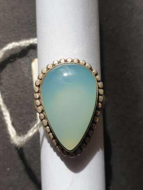 silver ring with a moon stones stamp 925