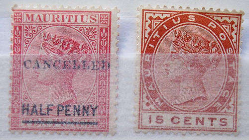 MAURITIUS-QUEEN VICTORIA+OVERPRINT