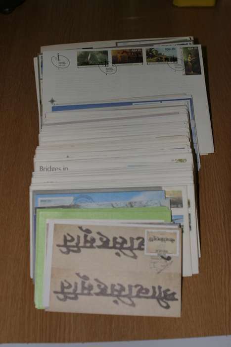 100+ first day cover bulklot of RSA, SWA, Namibia and Homelands, plus maxis