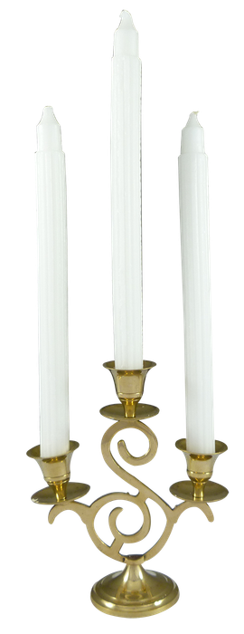 3 Candle Holder Solid Brass 18cm