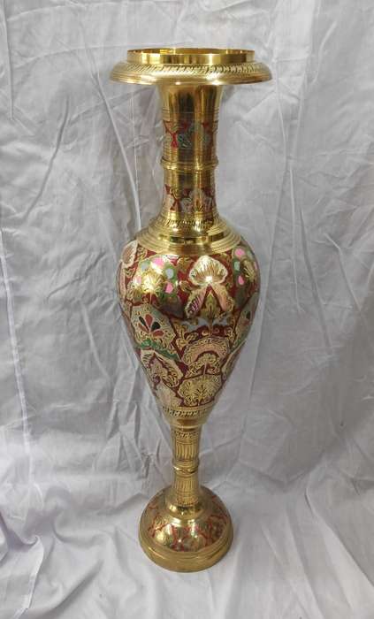 Brass Vase With Colour Work 90cm Height