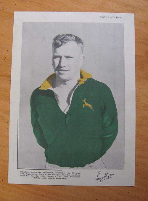 POPEYE STRYDOM - former Springbok rugby player - original supplement to a 1956 'Friend' newspaper