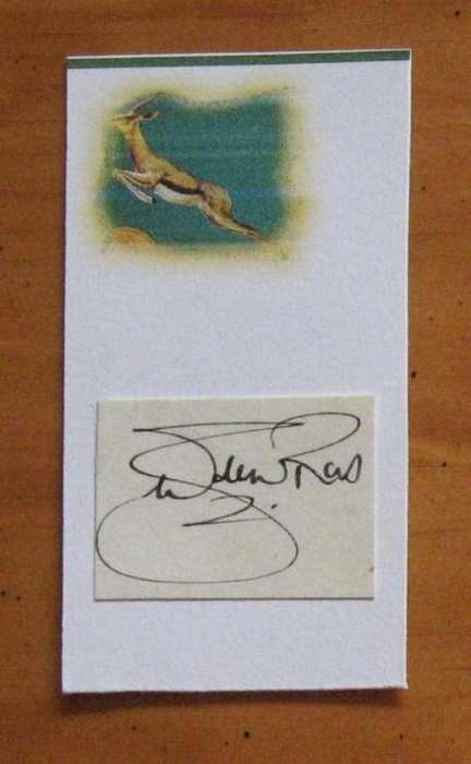 Original autograph of DE WET RAS - former Springbok rugby player