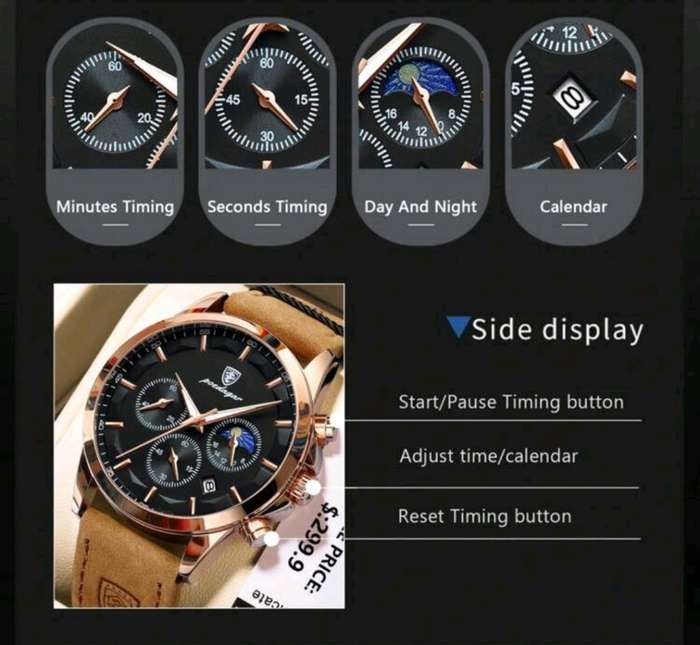 Poedagar - Men Luxury Leather German Quartz Watch *****MUST SEE*****