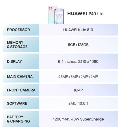 HUAWEI P40 lite KV 48MP Quad AI Cameras* 6GB + 128GB