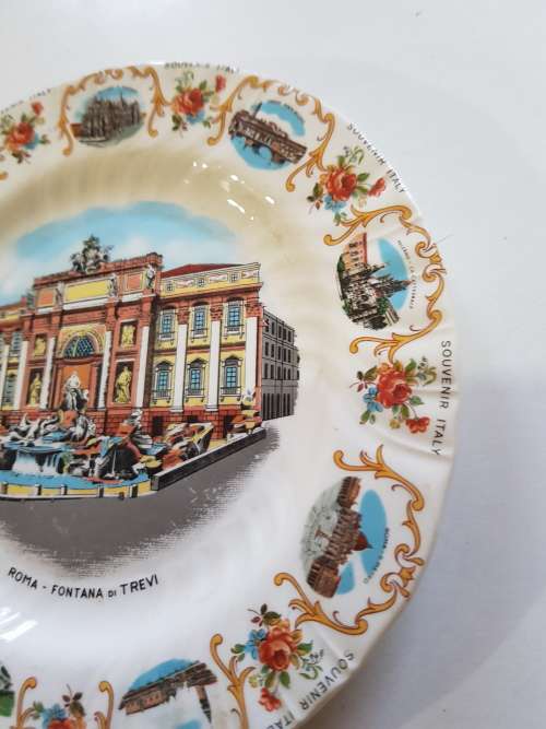 Porcelain Plate, Roma - Fontana di Trevi, Souvenir Italy