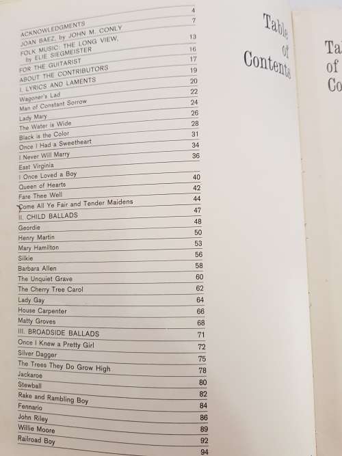 The Joan Baez Songbook, Piano Vocals Lyrics Song Sheet