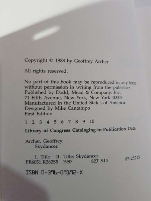 Geoffrey Archer, Sky-Dancer, Hardcover