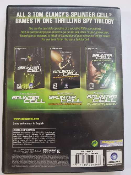 Tom Clancy`s Splinter Cell Trilogy, PC DVD