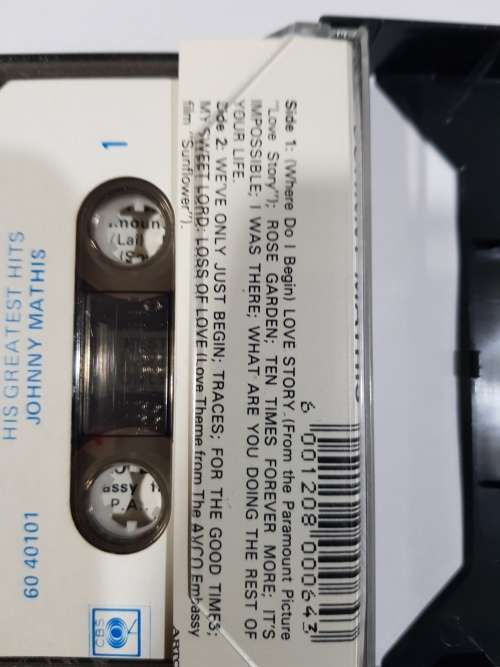 Johnny Mathis, His Greatest Hits, Cassette