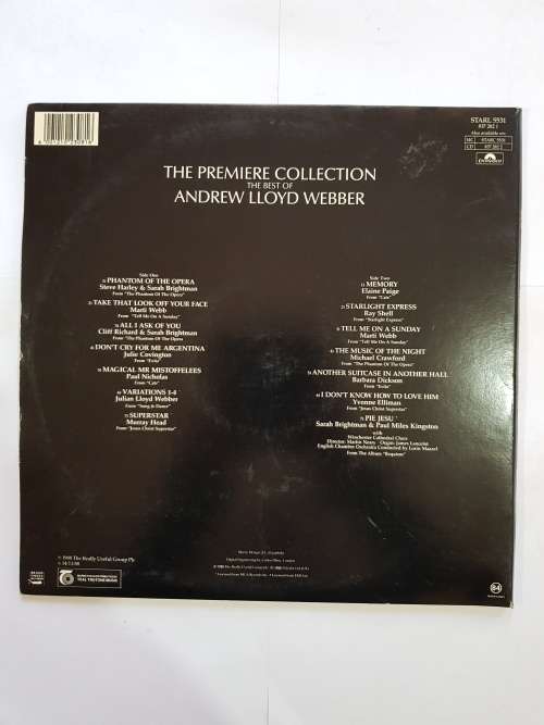 Andrew Lloyd Webber, The Premier Collection LP, VG+
