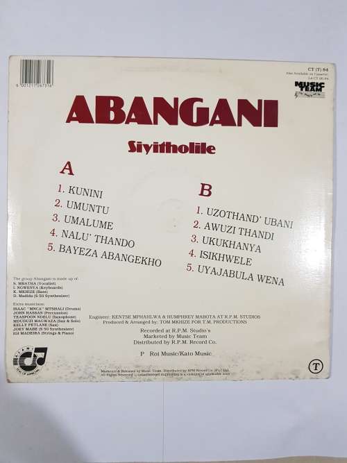 Abangani, Siyitholile LP, VG+