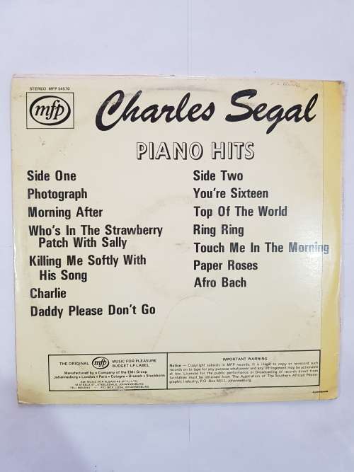 Charles Segal, Piano Hits LP, VG