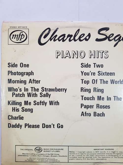 Charles Segal, Piano Hits LP, VG