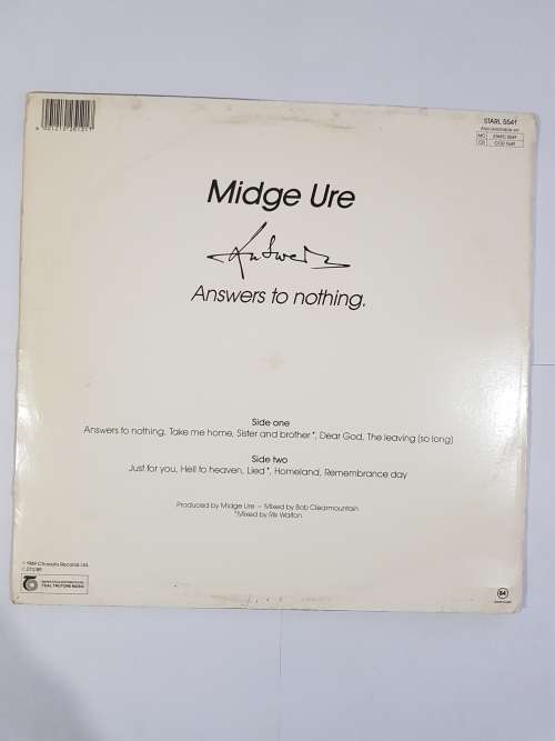 Midge Ure, Answers To Nothing LP, VG+