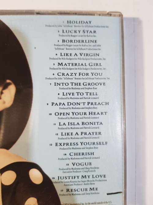 Madonna, The Immaculate Collection CD, US