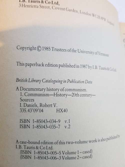 A Documentary History Of Communism Vol. 2, Communism and the World by Robert V. Daniels