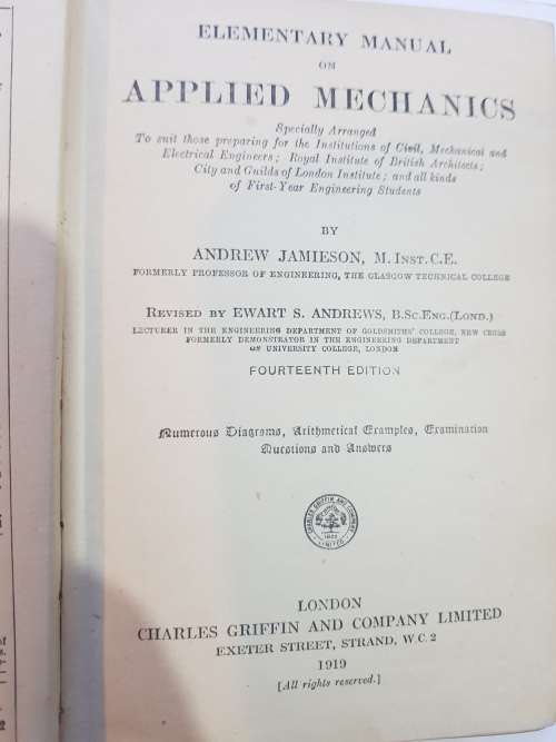 Elementary Manual of Applied Mechanics by Andrew Jamieson, 1919