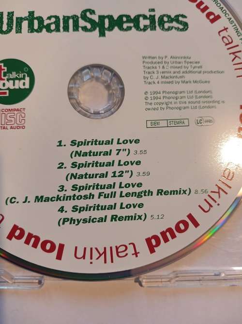 Urban Species, Spiritual Love CD Single, UK