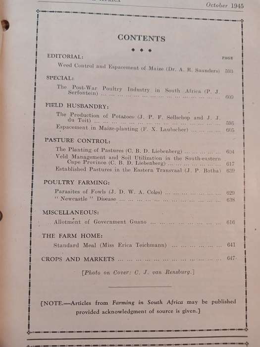 Farming in South Africa, Vol. 20 No. 235, October 1945