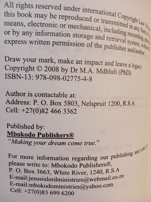 Draw Your Mark Make an Impact and Leave a Legacy by Dr M.A. Mdhluli