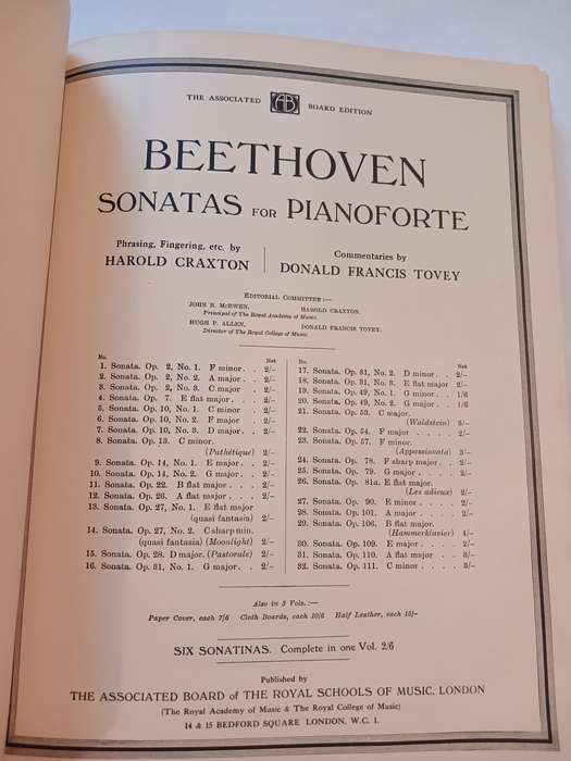 Beethoven, Pianoforte Sonatas Vol. II, Tovey and Craxton
