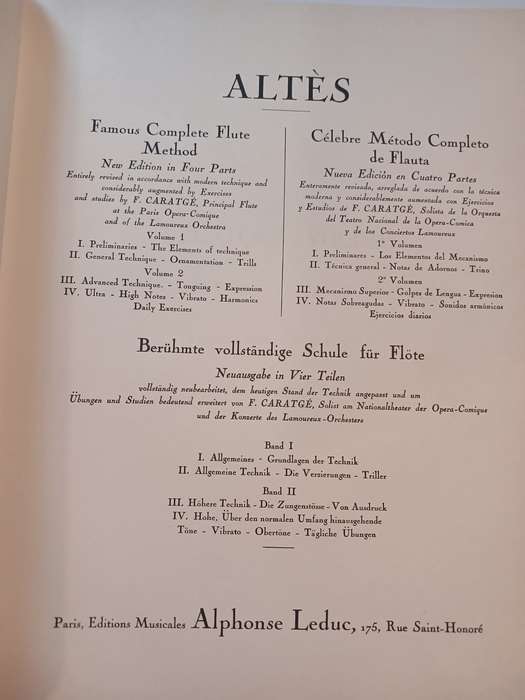 Altes, Joseph-Henri Altes, Celebre Methode Complete de Flute Vol. 2, Hardcover