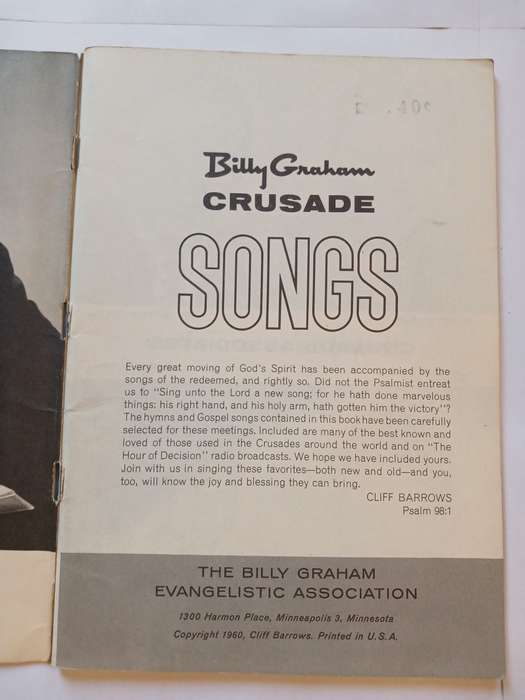 Crusade Songs, Billy Graham compiled  by Cliff Barrows, Sheetmusic