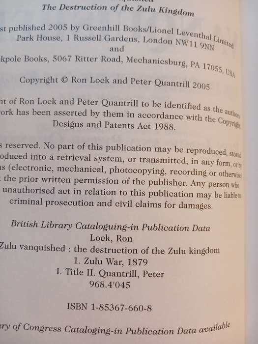 Zulu Vanquished, The Destruction of the Zulu Kingdom by Ron Lock & Peter Quantrill