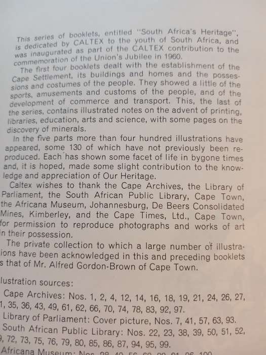 South Africa`s Heritage, Part Five: Printing, Education, Art and Science
